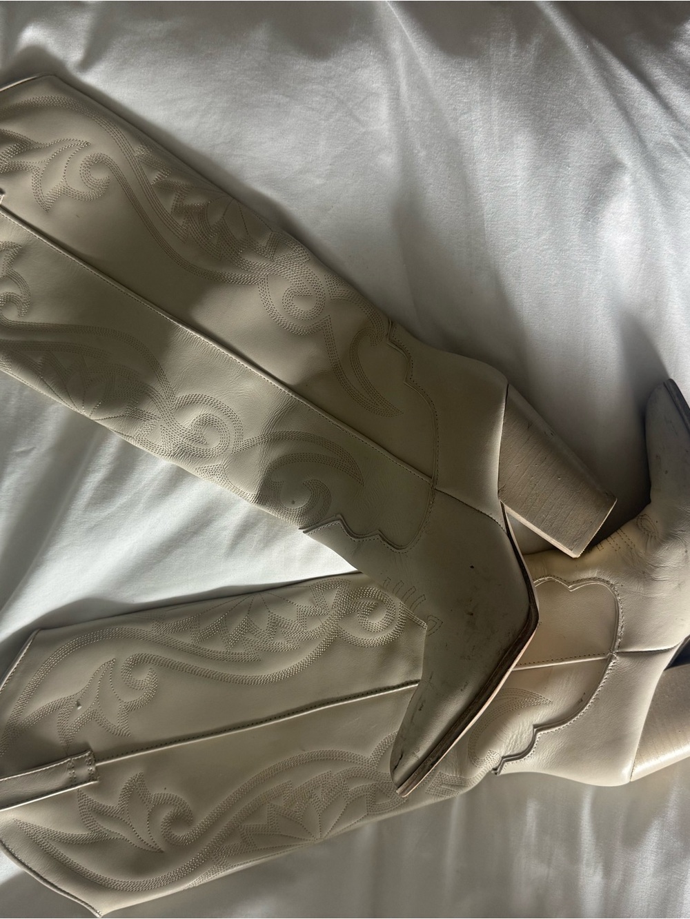 Steve Madden Cream Western Knee-High Boots